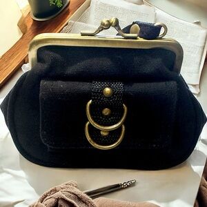 Little Vintage Elegant Clutch with Brass Accents EUC